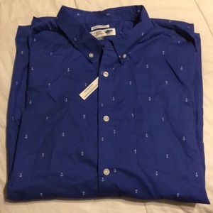 Electric blue anchor print button-down